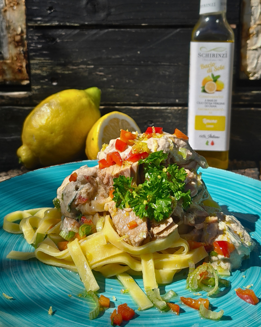 Fettuccine med tun, citron og mascarponedressing