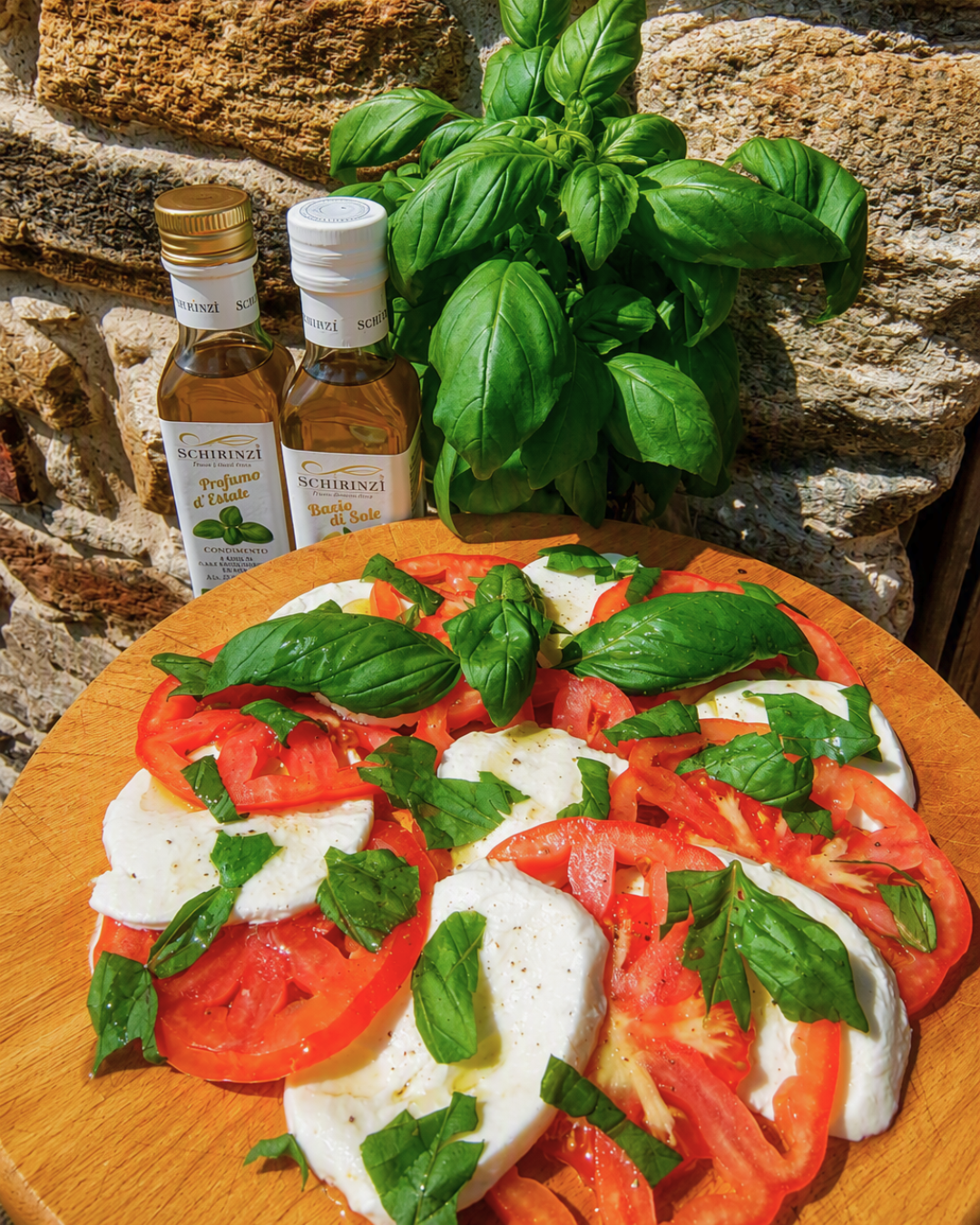 Klassisk capresesalat med tomat, mozzarella og basilikum