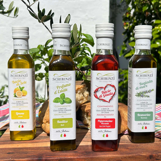 En symfoni af smag - 4 aromatiserede Ekstra Jomfruolivenolier samlet